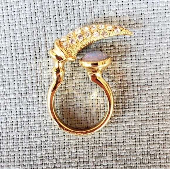 New Faceted Opal and White Topaz Claw & Cross Cuff Ring. - Picture 9 of 12